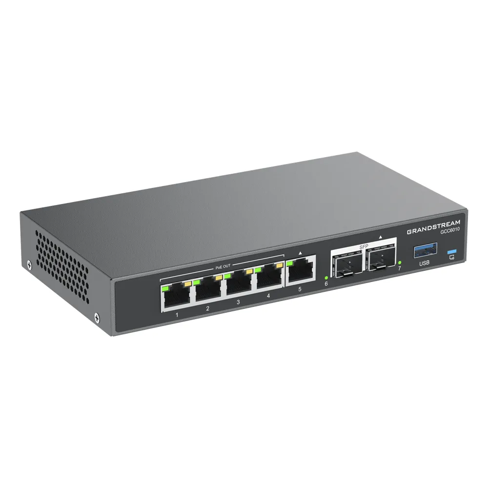 4 en 1: Firewall Nueva Generación, Router, IP PBX (24 usuarios / 8 llamadas), Switch Gigabit de 5 Puertos (4 PoE) y 2 Puertos SFP 2.5 Gigabit / Todos los puertos son configurables WAN/LAN, máximo 3 x WAN – vista 7