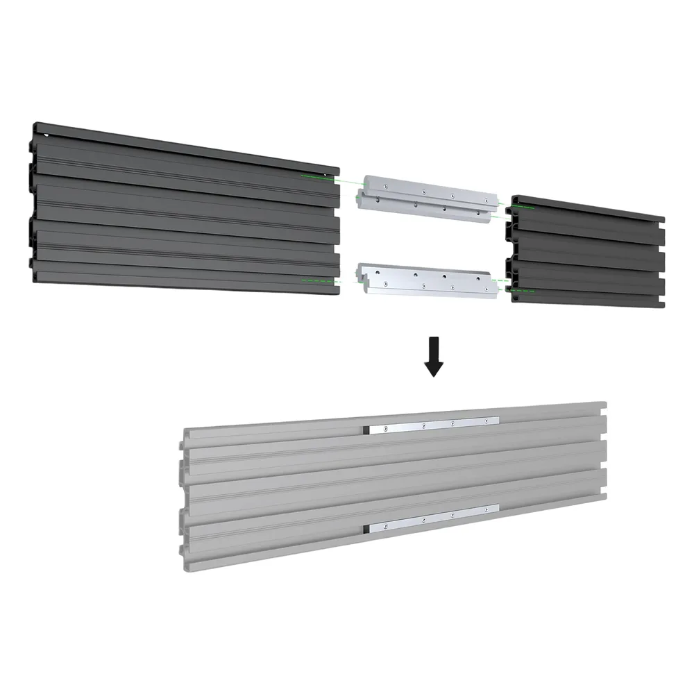 Accesorio_ Riel de Aluminio con Longitud 1000 mm |  Incluye Tapas laterales  | Compatible con estructura para Videowall | Diseño Modular – vista 2