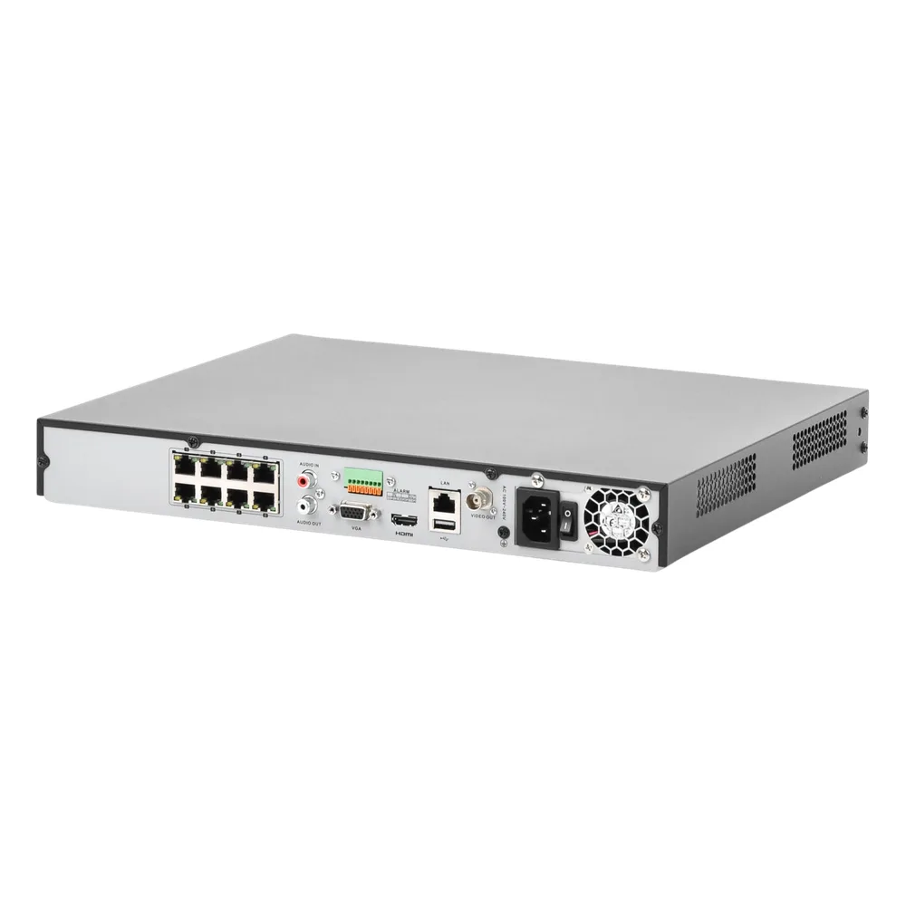 (ACUSENSE / Evita Falsas Alarmas) NVR 12 Megapixel (4K) / Reconocimiento Facial / 8 Canales IP / Base de Datos / 8 Puertos PoE+ / 2 Bahías de Disco Duro / Switch PoE 300 mts Modo Extendido – vista 4