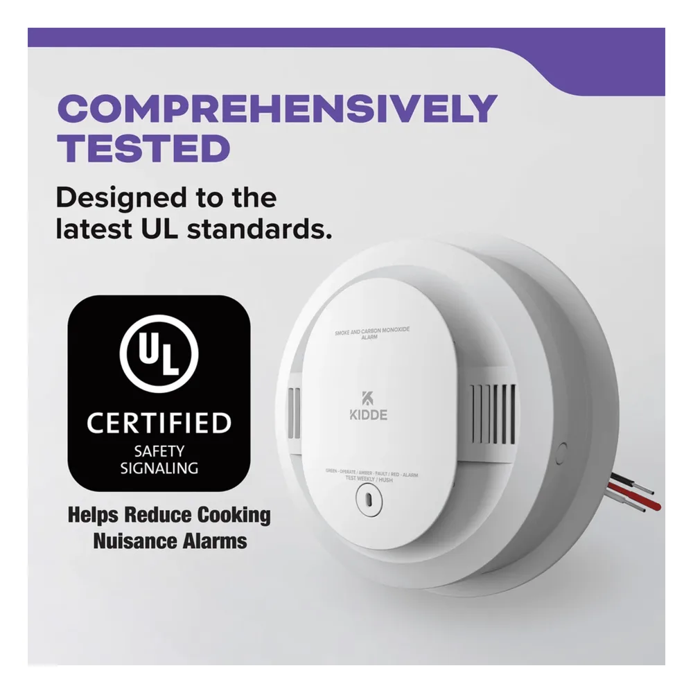 Alarma combinada de humo y monóxido de carbono, cableada a 120V CA con respaldo de batería AA, interconectable – vista 3