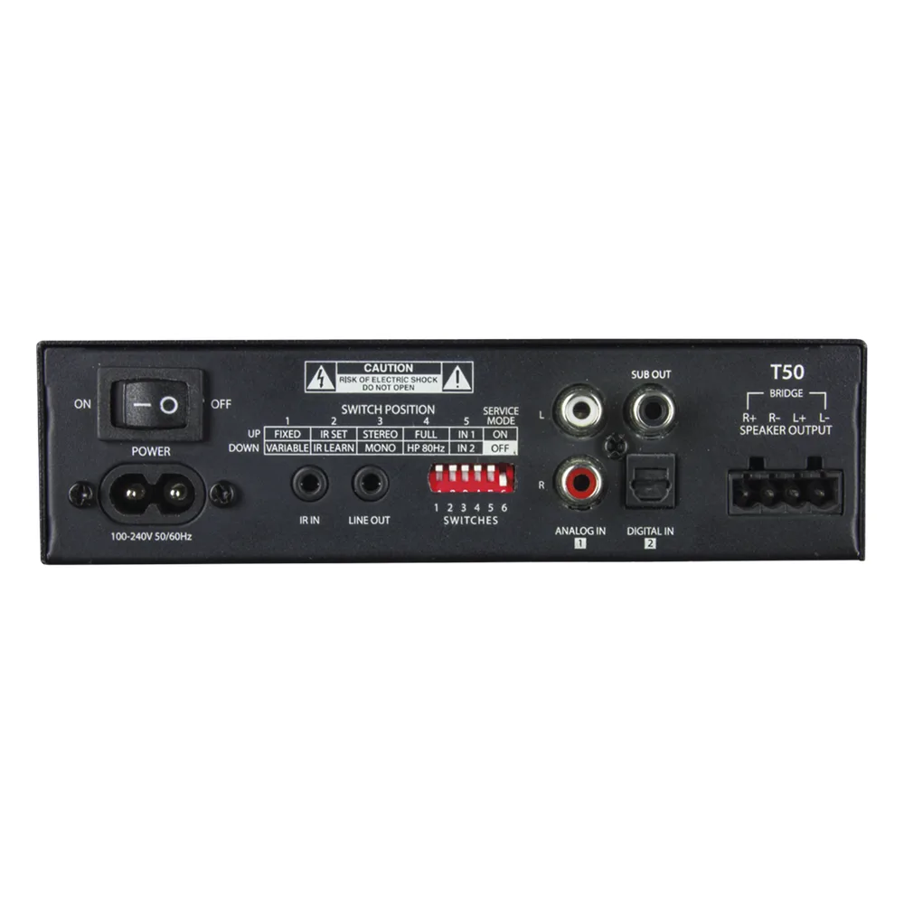 Amp Clase D | 2 Canales 50W | Con Aprendizaje IR | Salida Sub | Estéreo, Bridge, Múltiples Amplificadores | 4-8&Omega; – vista 2