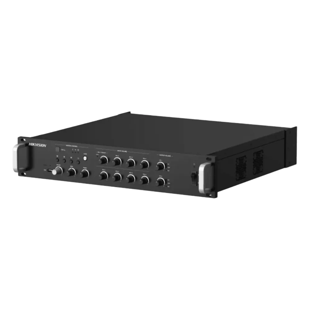 Amplificador de audio | 2 zonas de 250W | 100V/70V | Calendarización de eventos | Biblioteca de Materiales de Audio | Entrada de Alarma