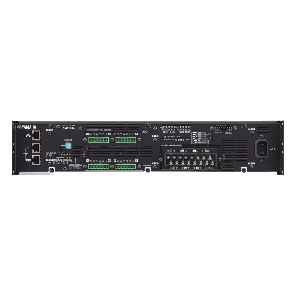 Amplificador de Audio Multicanal con Conexión Análoga / YDIF | 8 Canales, 280W | 8 OHMS | 70/100V – vista 2