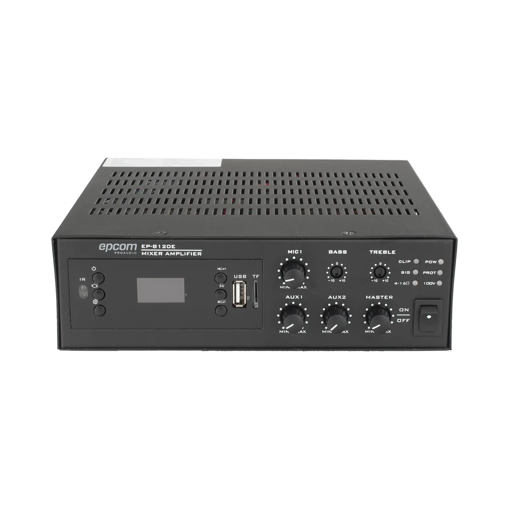 Amplificador de Potencia Digital Mini | 120W | Entrada XLR con Phantom 48V | 2 Entradas AUX | Bluetooth | Sintonizador FM | Reproducción MP3 | Protección contra Cortocircuito y Sobrecarga | 4~16Ω o 100V