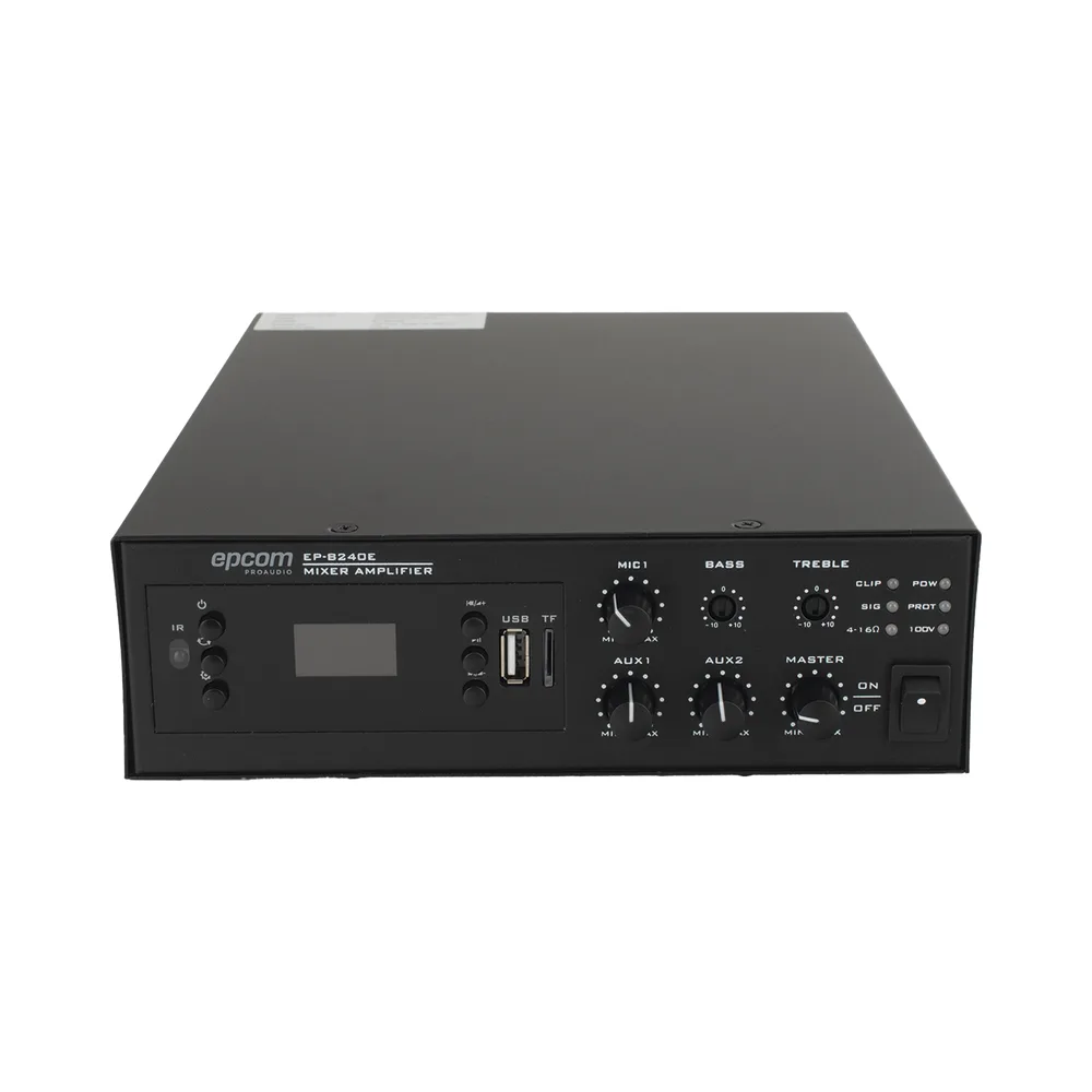 Amplificador Digital Mini MP3 con Bluetooth | 240W | Entrada XLR Micrófono 48V | 2 Entradas RCA | USB y TF Card | FM Radio | Control Remoto | Protección contra Cortocircuito y Sobrecarga | 100v / 4-16 Ohms