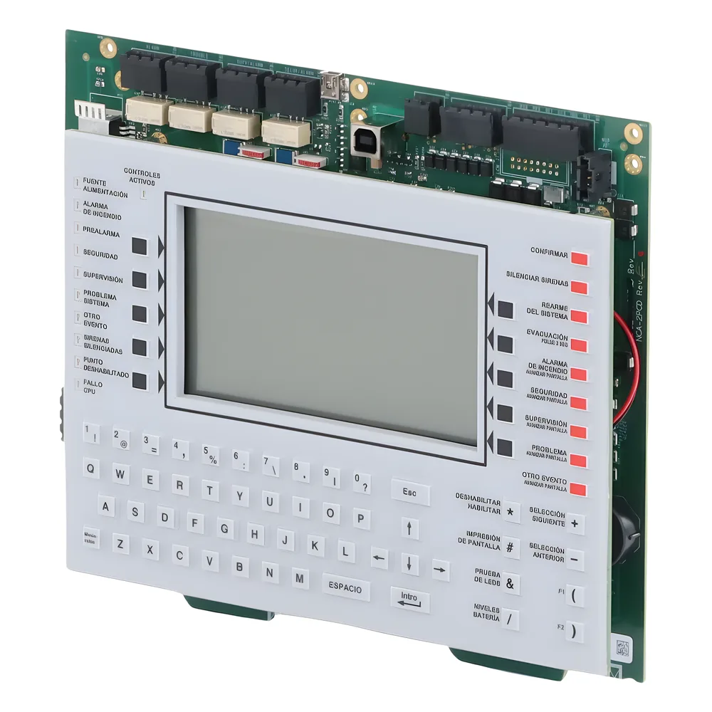 Anunciador de control de red con pantalla LCD retroiluminada y teclado QWERTY para paneles NOTIFIER serie ONYX, en español – vista 4