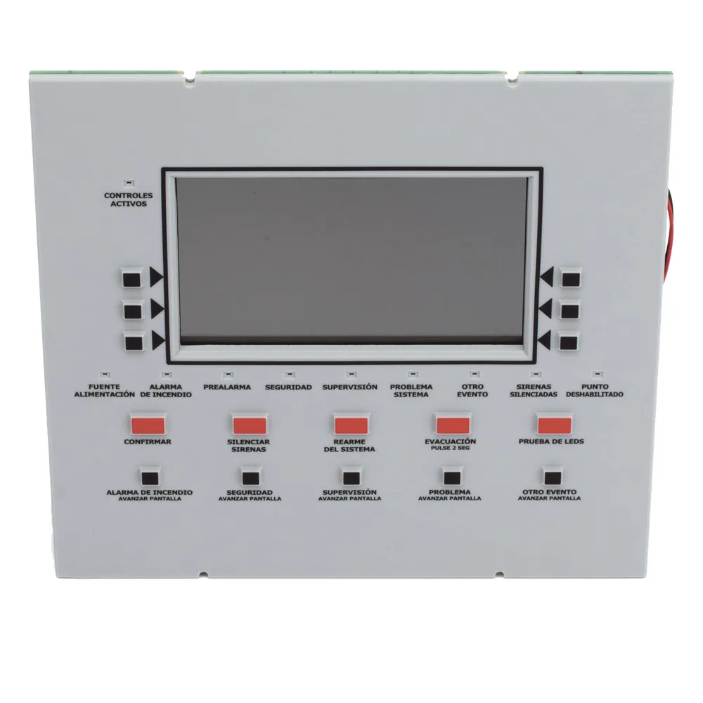 Anunciador remoto LCD retroiluminado en español con 160 caracteres visibles, teclado de goma y puerto RDP para panel NFS2-3030-SP y NCA-2