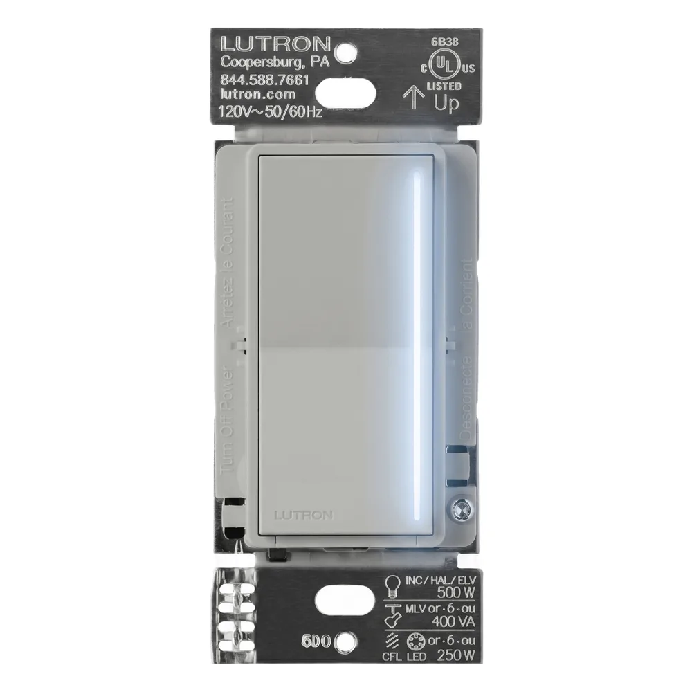 Atenuador de pared táctil con neutro para LED/CFL hasta 250 W o incandescente hasta 500 W, Pebble, RadioRA 3