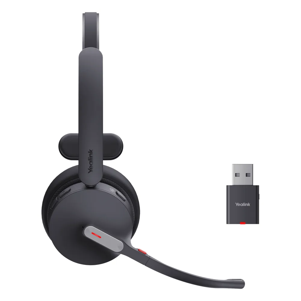 Auriculares híbridos mono Yealink WH64 edición MS/ Adaptador DECT y auriculares con Bluetooth integrado/ Cancelación de ruido con 3 micrófonos/ Alcance inalámbrico de 150 m – vista 3