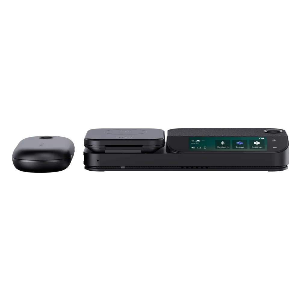 Auriculares mono Yealink BH71 Workstation Pro con pantalla táctil de 3" y estuche de carga portátil/Bluetooth 5.3/Cancelación de ruido con 4 micrófonos/Hub USB/Carga inalámbrica para dispositivos móviles – vista 3