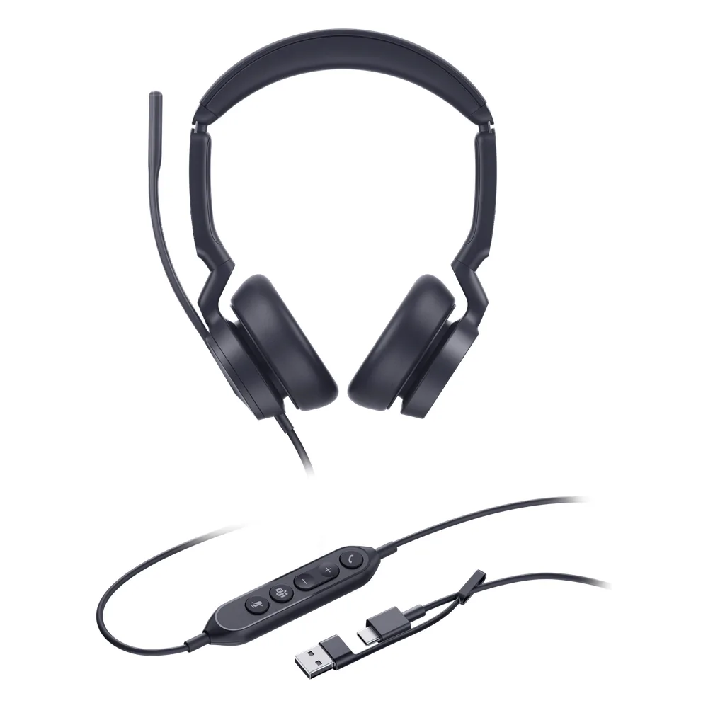 Auriculares Yealink UH46 Dual con cancelación de ruido por IA para Microsoft Teams, USB-C/A e indicador de ocupado