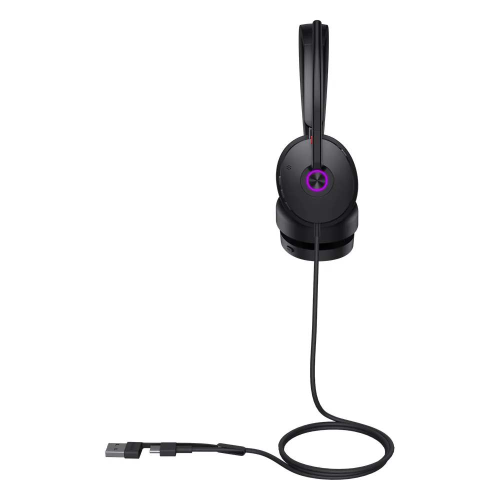 Auriculares Yealink UH48 Dual con cancelación de ruido activa por IA para Microsoft Teams, USB-C/A e indicador de ocupado – vista 4