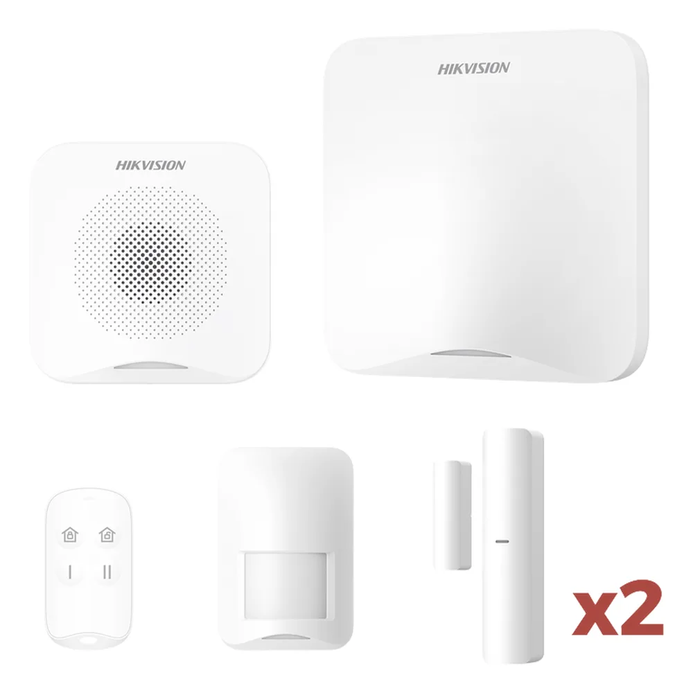(AX HOME) KIT de Alarma AX HOME / Incluye: 1 Hub con batería de respaldo / 1 Llavero / 1 PIR / 2 Contactos Magnéticos / 1 Sirena / Wi-Fi / Compatible con Hik-Connect P2P y Hik-Partner PRO