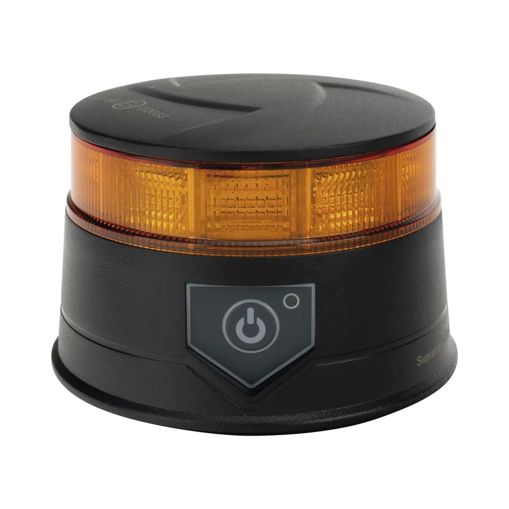 Baliza LED Recargable, Compacta y Discreta, Color Ámbar, Con Montaje Magnético y de Succión