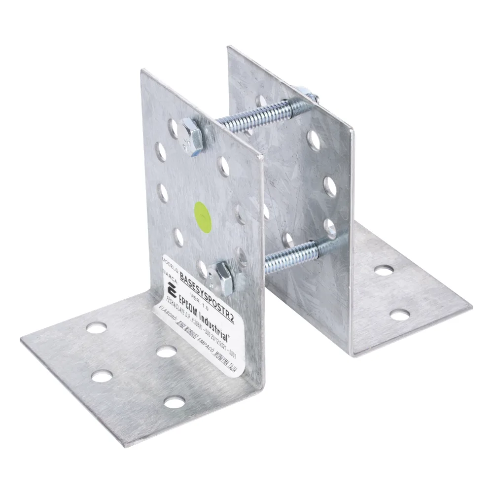 Base Multiposición para postes de paso o esquina / Acero Galvanizado Cal. 12 / 0.36 kg / Kit de Tornillería Incluido / Compatible con 7 Modelos SYSpost – vista 3