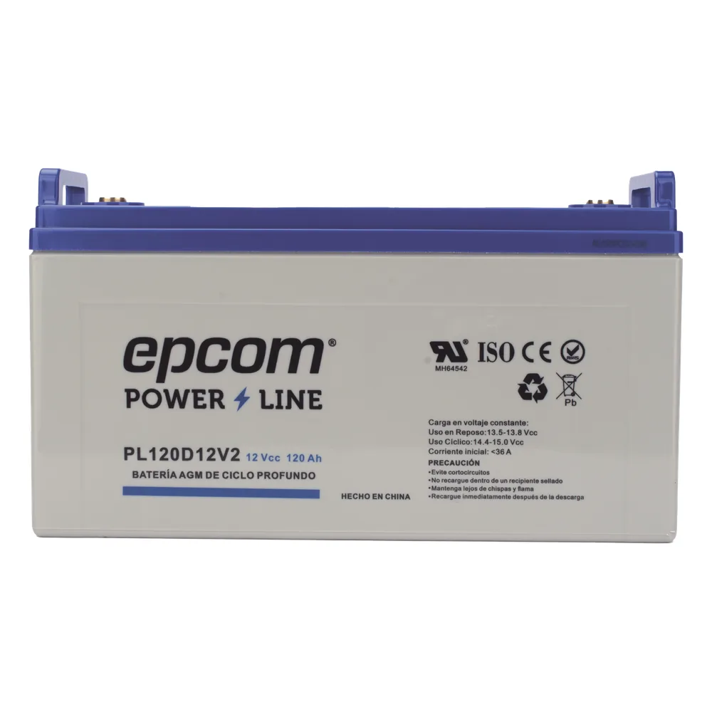 Batería AGM-VRLA Ciclo Profundo / 12 Vcc / 120 Ah / Carcasa UL94-HB / Terminales M8 / Aplicaciones Fotovoltaicas y de Emergencia – vista 2