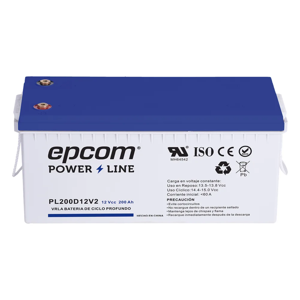 Batería de respaldo 12 V 200 Ah AGM | Certificada UL94-HB Retardo a la flama básica | Ciclo profundo | Para uso en aplicaciones fotovoltaicas y de emergencia | Terminales T5