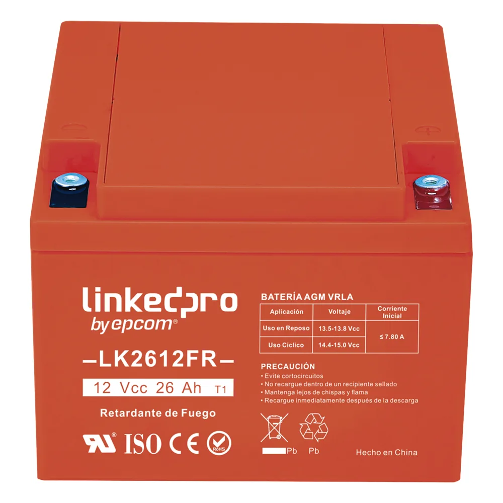 Batería de respaldo 12 V| 26 Ah | AGM | Certificada UL94-V0 Retardante a la Flama | Especial para Seguridad Electrónica | UPS | Sistemas de Emergencia | Vida útil 5 años | Terminales T1