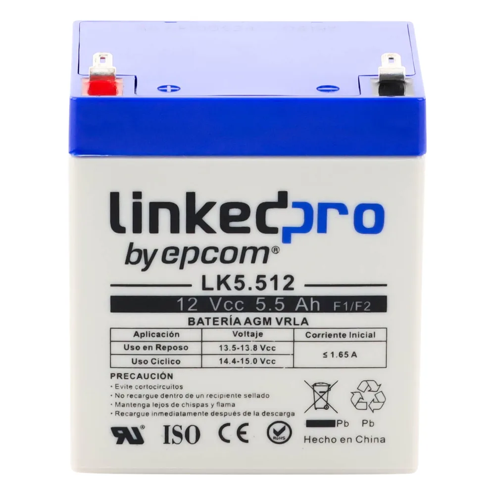Batería de respaldo 12 V  |  5.5 Ah  |  AGM | Especial para Seguridad Electrónica | UPS | Sistemas de Emergencia  | Vida útil 5 años | Terminales F1  + Adaptador F2 – vista 4