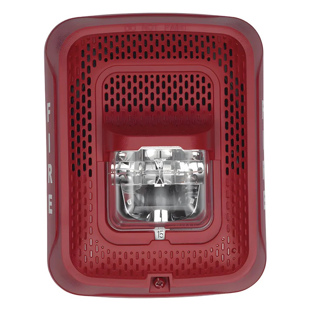 Bocina con lámpara estroboscópica de pared, doble voltaje 25/70.7 V, candela seleccionable en campo, color rojo, Serie L