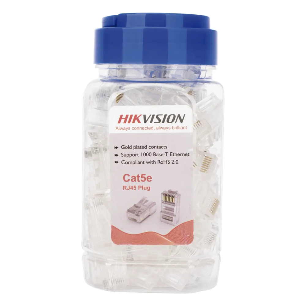 Bote con 100 Piezas de Plug Modular RJ45 / Cat 5e / Chapado en Oro a 15 Micras / Sin Blindaje / Facil Instalación / Uso Interior / Soporta Norma TIA-568B / Cumple con RoHS 2.0