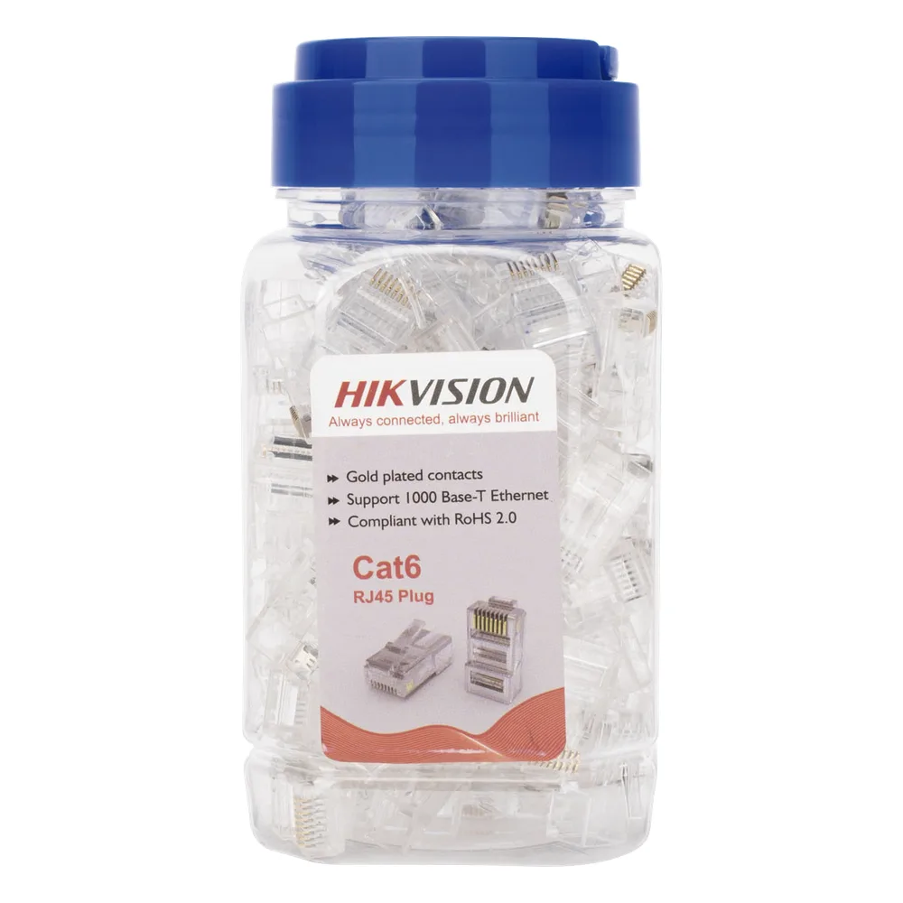 Bote con 100 Piezas de Plug Modular RJ45 / Cat 6 / Chapado en Oro a 30 Micras / Sin Blindaje / Fácil Instalación / Uso Interior / Soporta Norma TIA-568B / Cumple con RoHS 2.0
