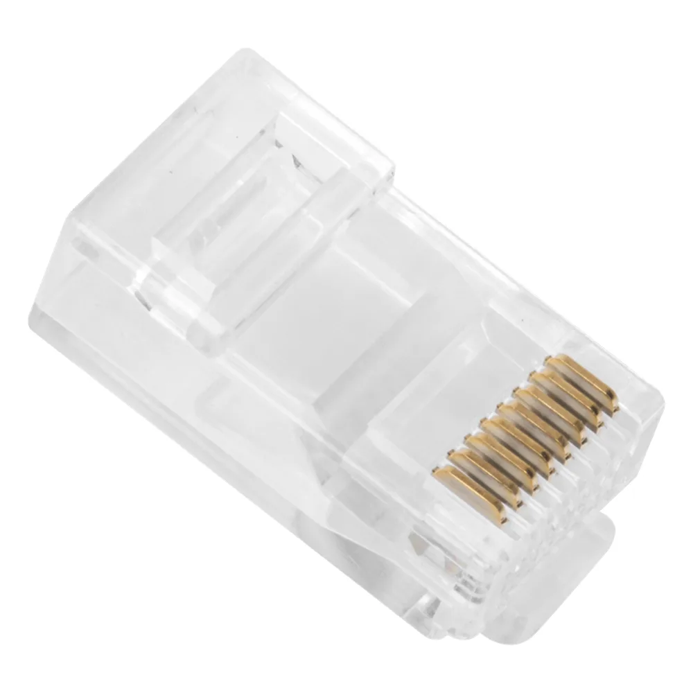 Bote con 100 Plugs Pass Through RJ45 Cat6 sin Blindaje, Chapado de Oro a 30 Micras para Durabilidad Extrema – vista 3