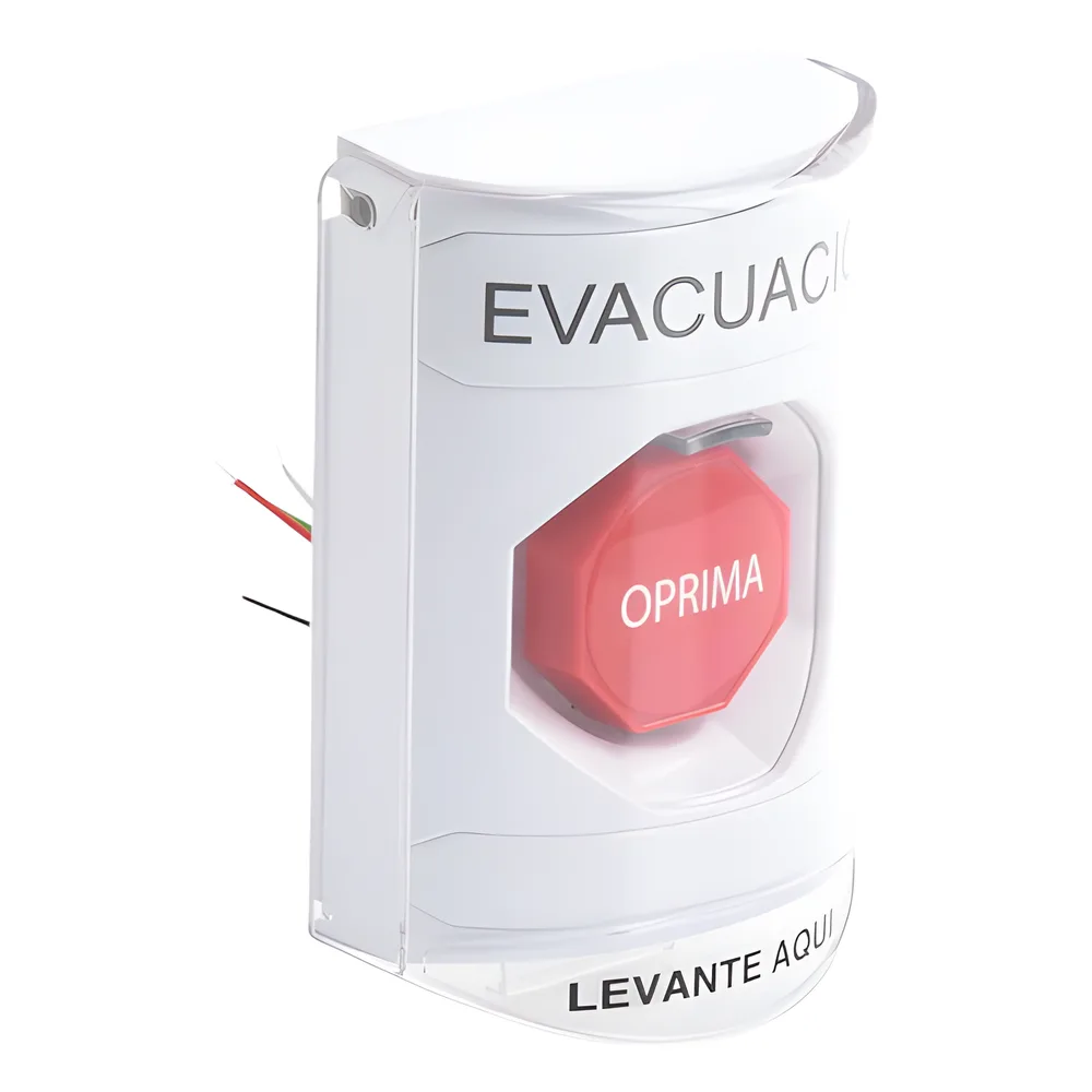 Botón de Evacuación, Texto en Español, Tapa Protectora de Policarbonato Súper Resistente, Restablecimiento con Llave – vista 3