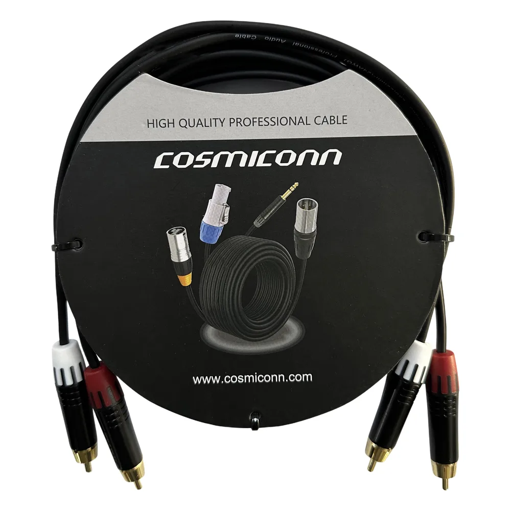Cable 2 RCA x 2 RCA, conectores negros, con diferenciador de blanco y rojo (2x MT380-RD - 2x MT380-WH), length 3m