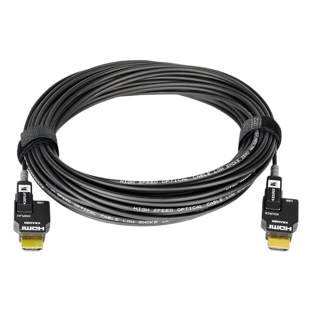 Cable Activo Óptico HDMI 4K 30 mts | 4K@60Hz 4:4:4 | 18 Gbps | Terminales Desmontables Micro-HDMI | Fibra Optica  | Libre de Halógenos LSHF | Bañado en Oro 24K