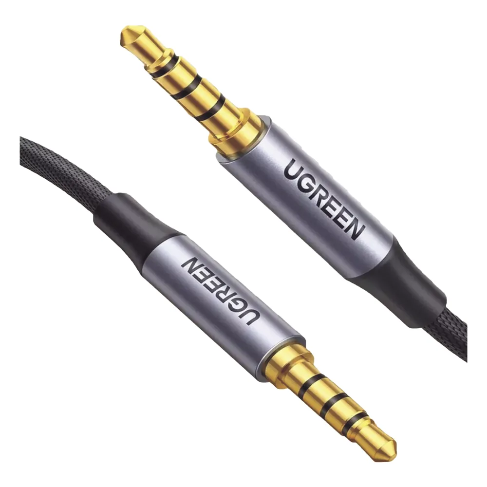 Cable Auxiliar de 3.5mm / Cable Audio Estéreo / Núcleo de Alambre de Cobre Esmaltado / Carcasa de Aluminio Azul + Nylon Trenzado /  Soporta Micrófono / 2 Metros – vista 2