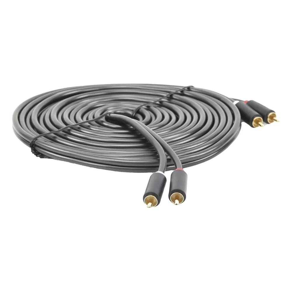 Cable de Audio 2 RCA Macho a 2 RCA Macho / 5 Metros (16.40 Pies) / Color Negro / Alta Calidad / Anillos de Goma para Asegurar un Agarre Firme al Instalar o Quitar el Cable – vista 2