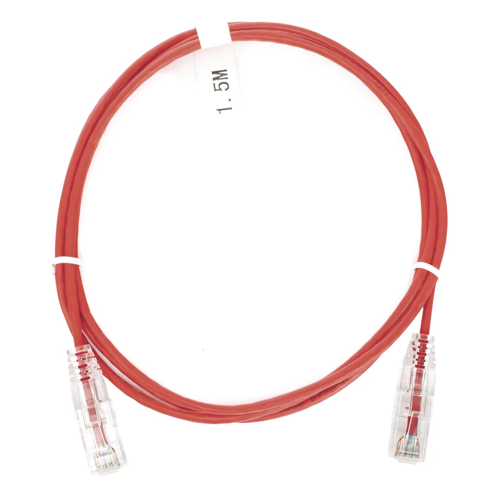 Cable de Parcheo Slim UTP Cat6 - 1.5 Metros (4.92 Pies) Rojo Diámetro Reducido (28 AWG)