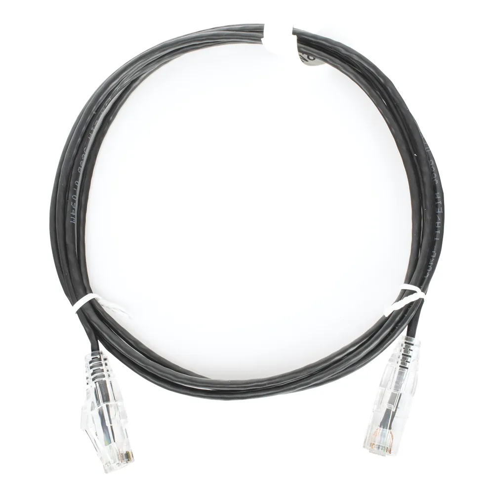 Cable de Parcheo Slim UTP Cat6 - 2 Metros (6.56 Pies) Negro Diámetro Reducido (28 AWG)