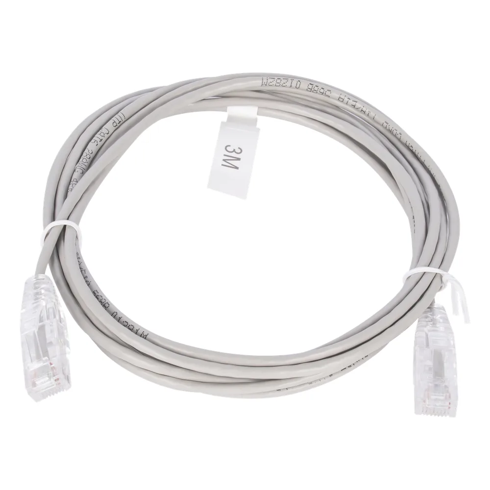 Cable de Parcheo Slim UTP Cat6 - 3 Metros (9.84 Pies) Gris Diámetro Reducido (28 AWG)