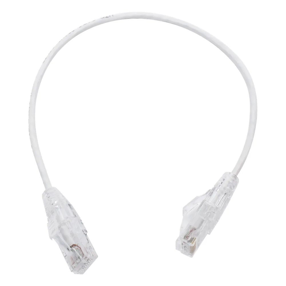 Cable de Parcheo Slim UTP Cat6 - 30 cm (11.81 Pulgadas) Blanco, Diámetro Reducido (28 AWG)