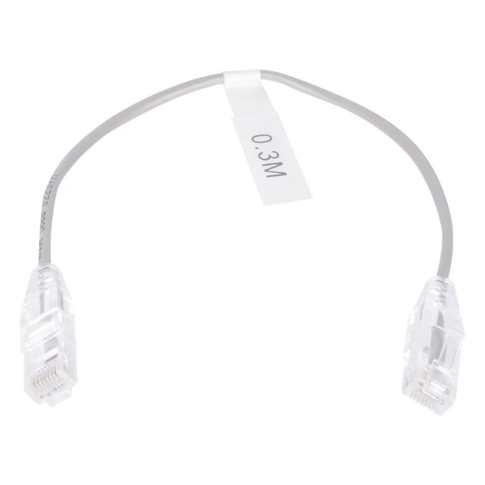 Cable de Parcheo Slim UTP Cat6 - 30 cm (11.81 Pulgadas) Gris Diámetro Reducido (28 AWG)