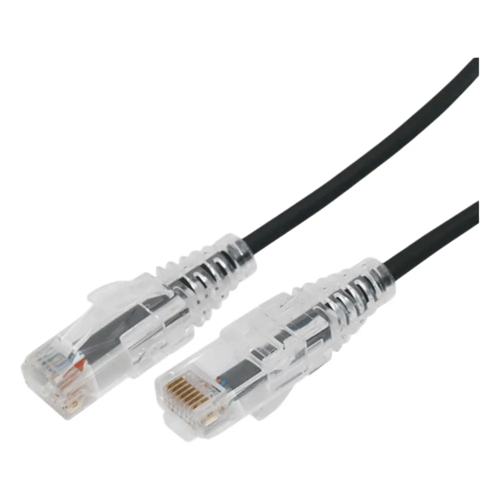 Cable de Parcheo Slim UTP Cat6A - 2 Metros (6.56 Pies) Negro, Diámetro Reducido (28 AWG)