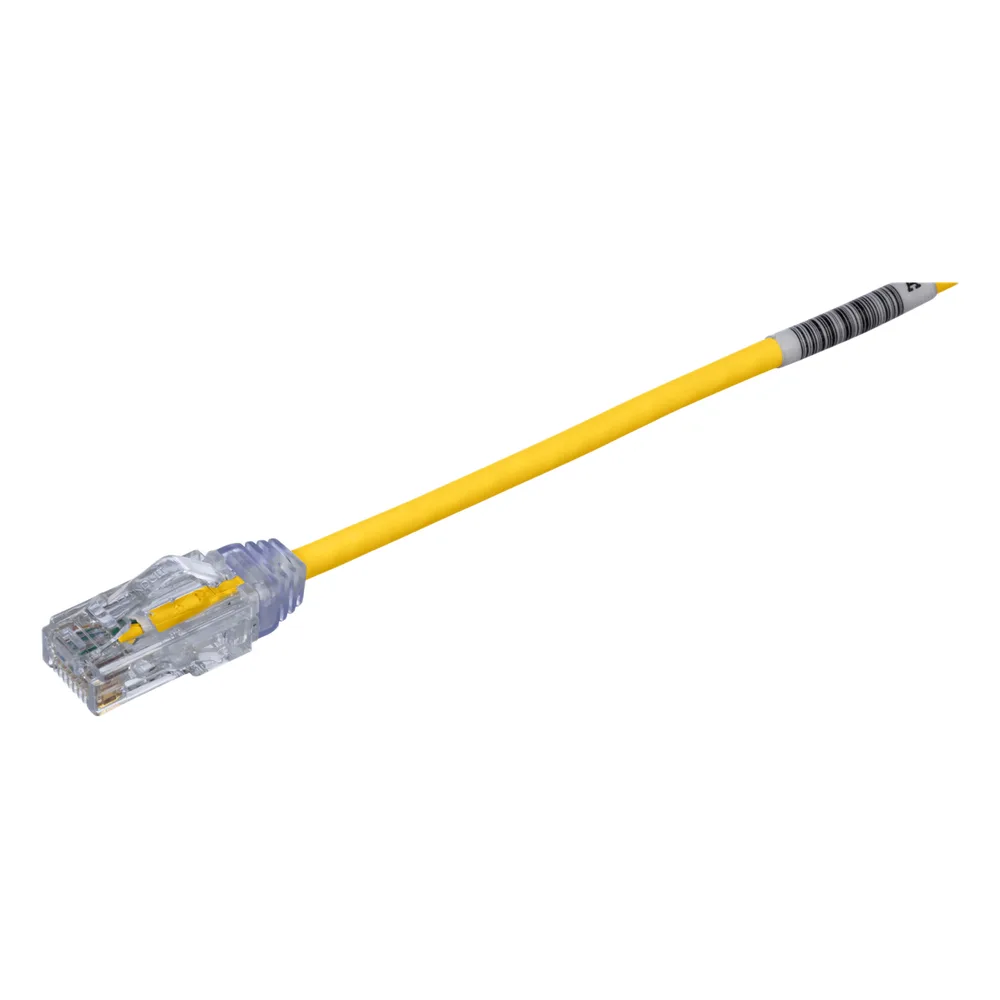 Cable de Parcheo TX6, UTP Cat6, Diámetro Reducido (28AWG), Color Amarillo, 20 cm (7.87 pulgadas)