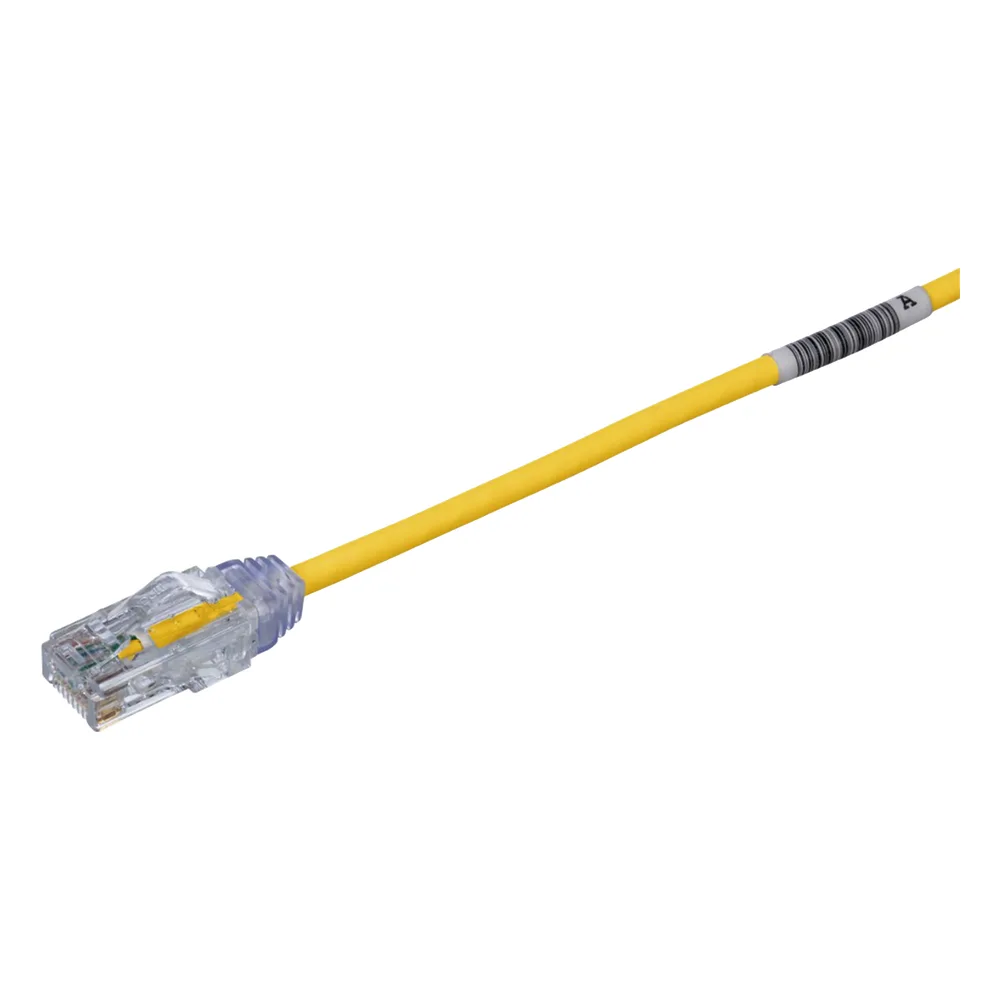 Cable de Parcheo TX6, UTP Cat6, Diámetro Reducido (28AWG), Color Amarillo, 20.2 cm (8 Pulgadas)