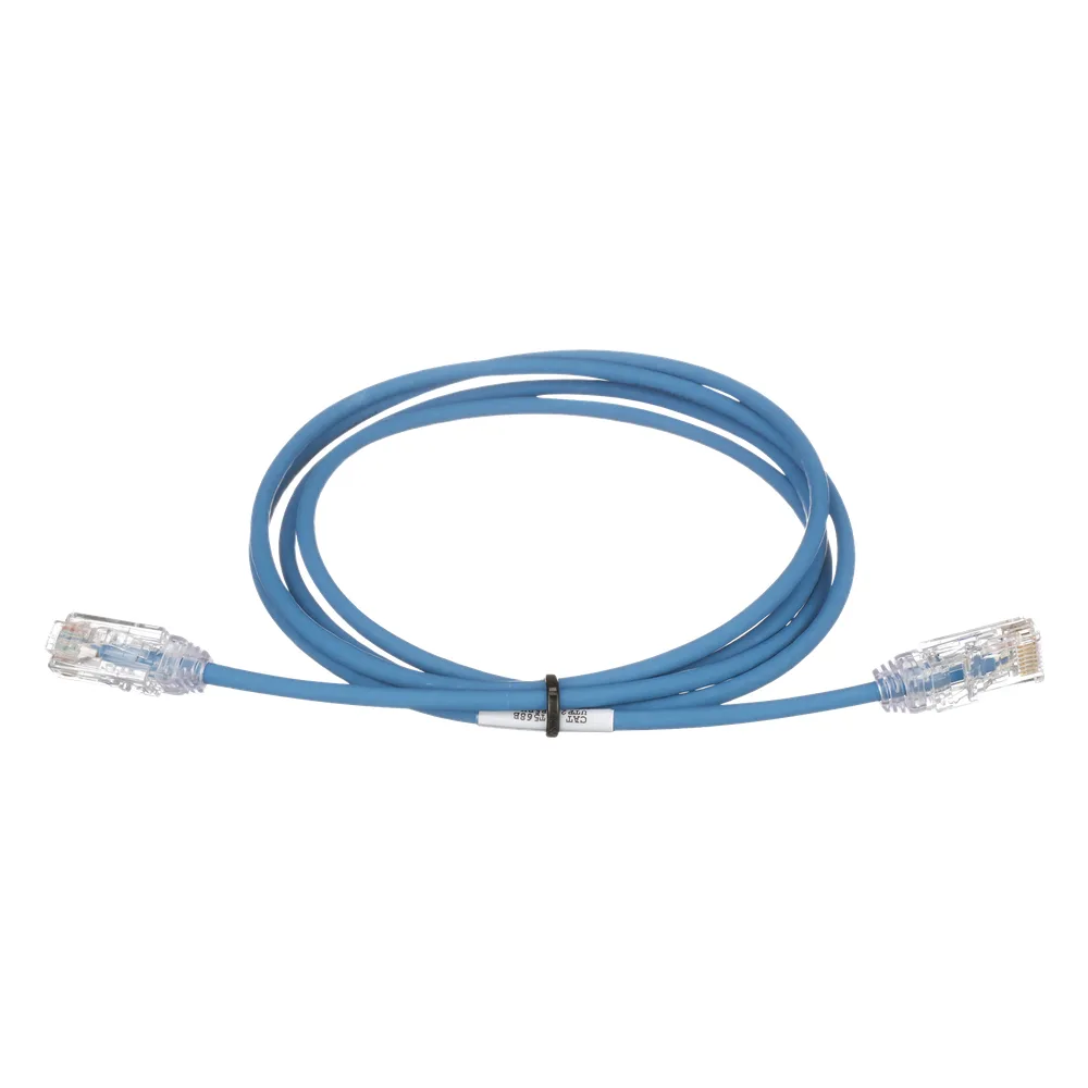 Cable de Parcheo TX6, UTP Cat6, Diámetro Reducido (28AWG), Color Azul, 0.61 Metros (2 Pies)