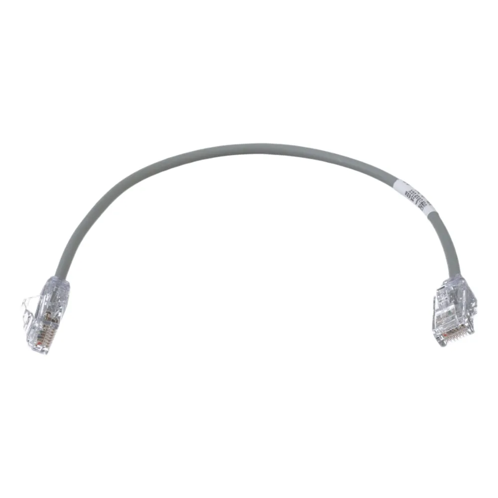 Cable de Parcheo TX6, UTP Cat6, Diámetro Reducido (28AWG), Color Gris, 0.30 Metros (1 Pie)