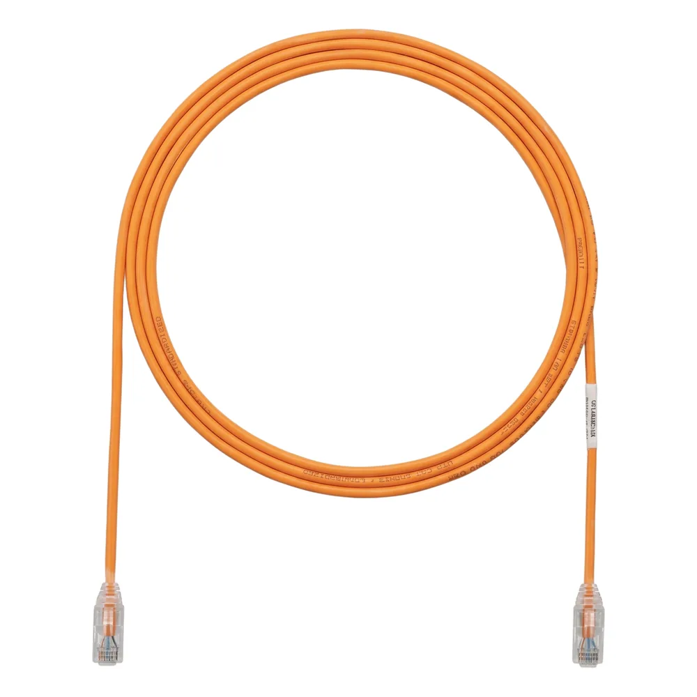 Cable de Parcheo TX6, UTP Cat6, Diámetro Reducido (28AWG), Color Narnaja, 0.30 Metros (1 Pie)