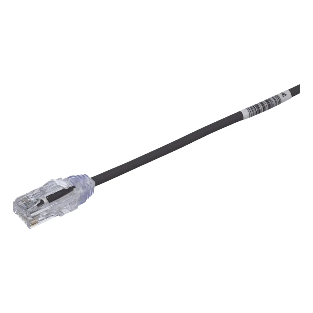 Cable de Parcheo TX6, UTP Cat6, Diámetro Reducido (28AWG), Color Negro, 20.2 cm (8 Pulgadas)