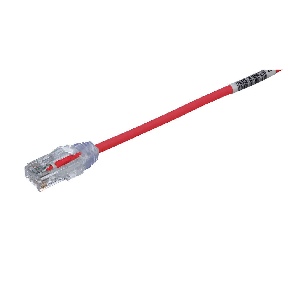 Cable de Parcheo TX6, UTP Cat6, Diámetro Reducido (28AWG), Color Rojo, 6.1 Metros (20 Pies)
