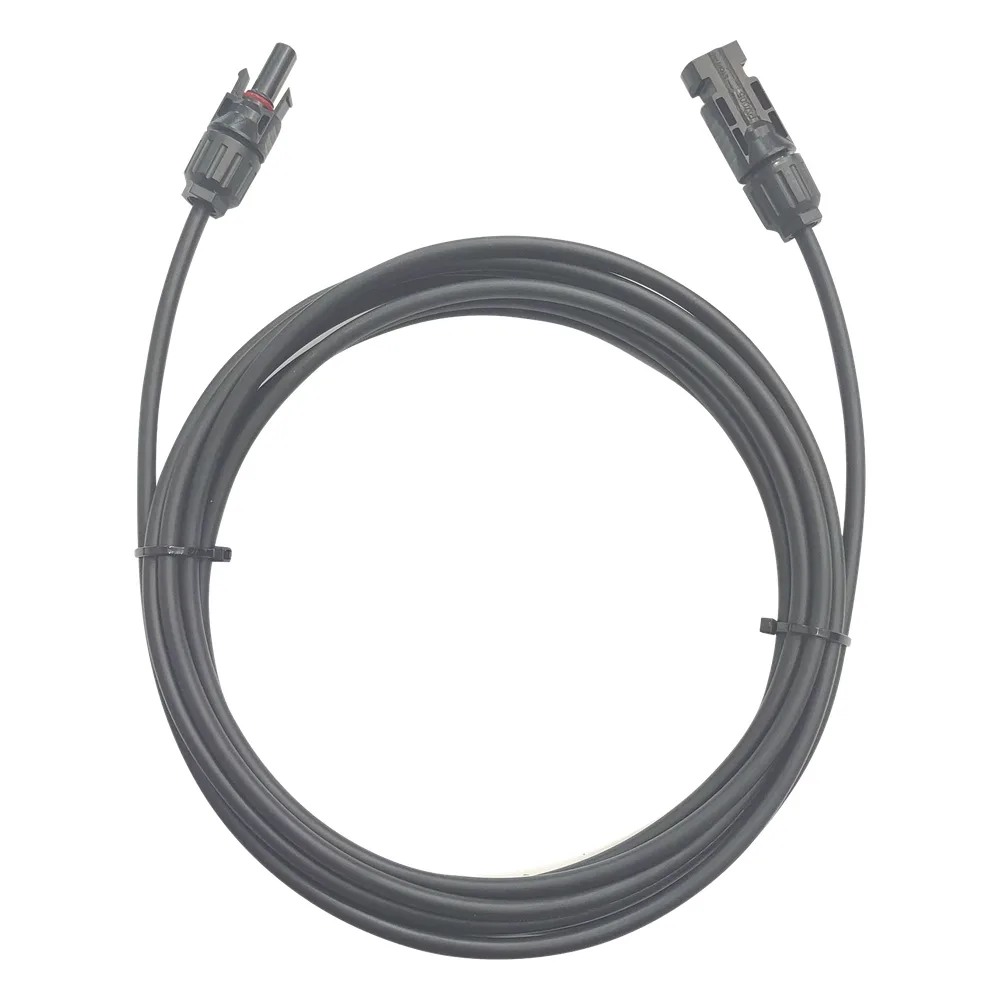Cable Fotovoltaico / 1 metro / Color Negro / Calibre 10 AWG / Terminal MC4-Macho y Hembra en ambos extremos