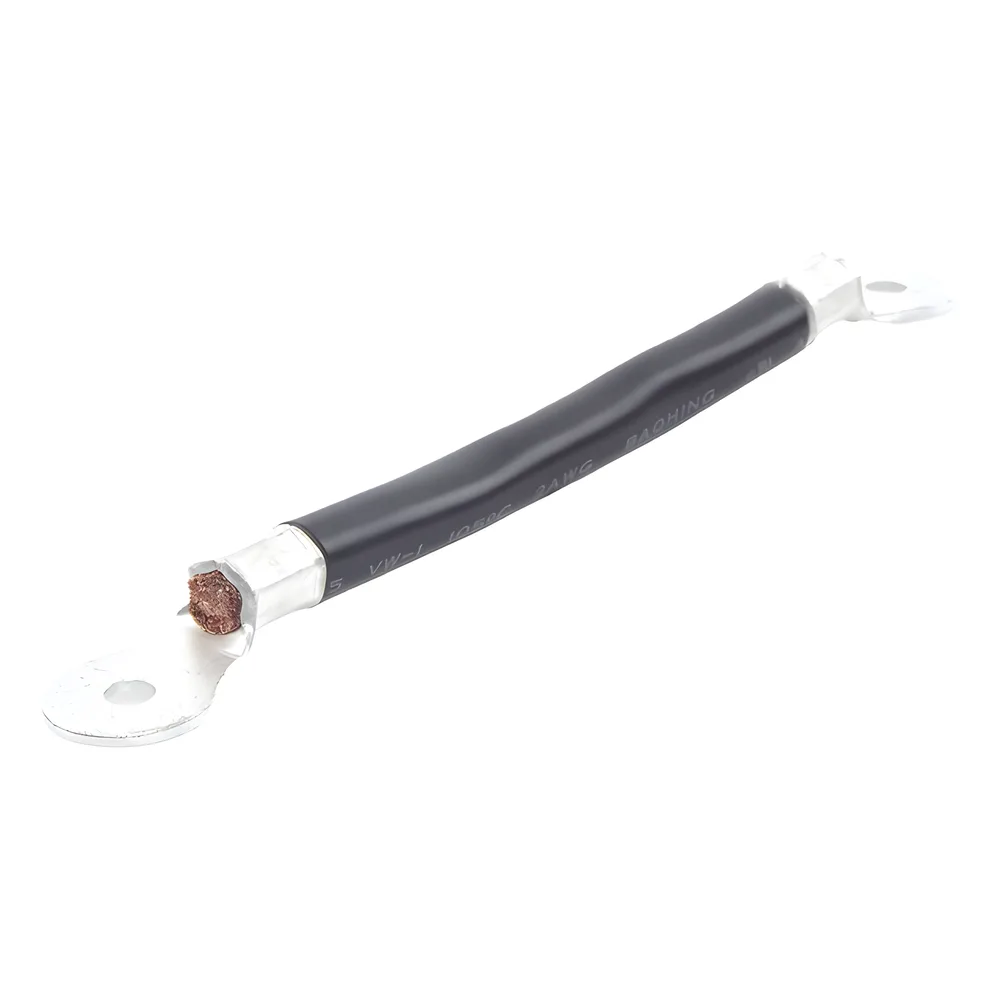 Cable para Baterías, 0.2m, Negro, Calibre 2 AWG con Terminales de Ojo en Ambos Extremos