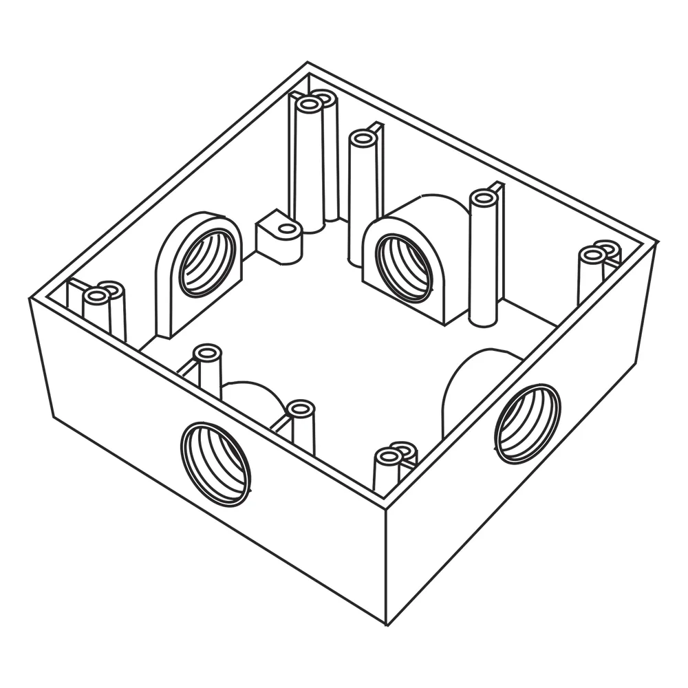Caja Cuadrada de 3/4" (19.05 mm) a Prueba de Intemperie/ Cuenta con 4 bocas.
