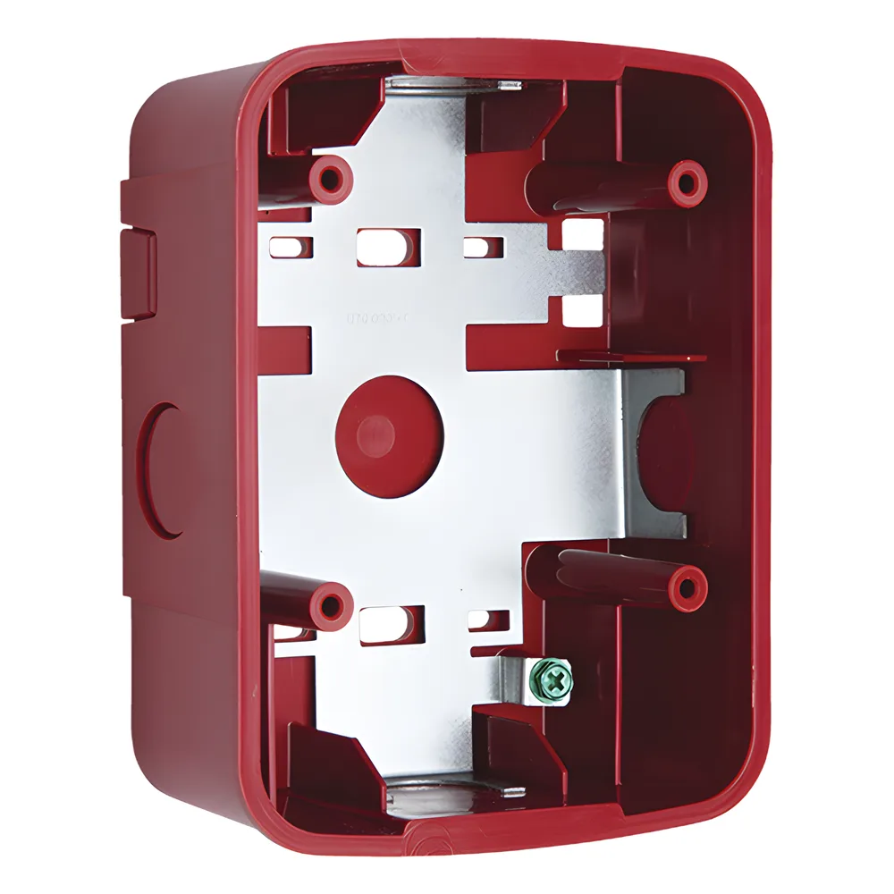 Caja de Montaje en Pared para Bocina y Bocina con Lampara Estroboscopica y para montaje en Techo de Bocinas, Color Rojo