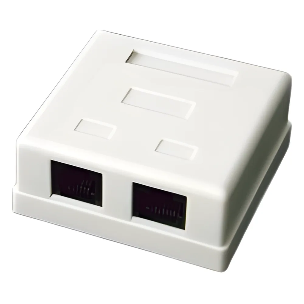 Caja de Pared con 2 Puertos, Incluye 2 Jacks UTP Cat5e Keystone